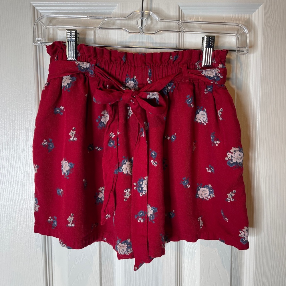 Hollister Red Tie Front Shorts
